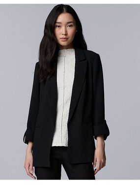 Simply Vera Wang Black Women's Roll Tab Blazer Jacket